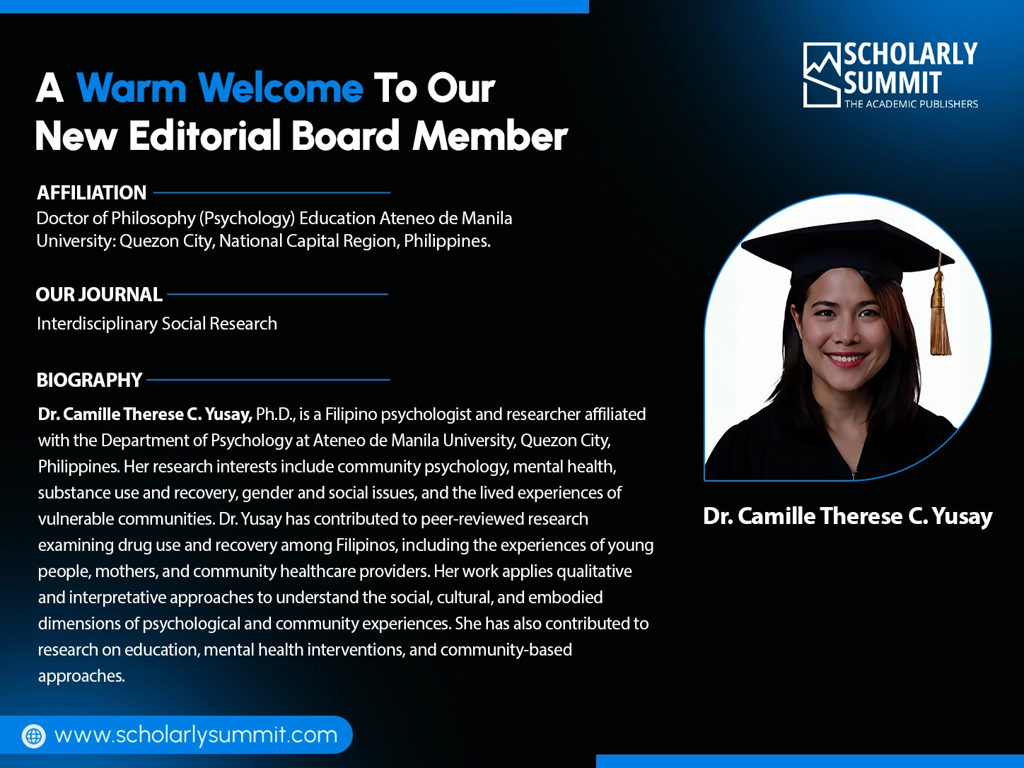 A Warm Welcome To Our New Editorial Board Member