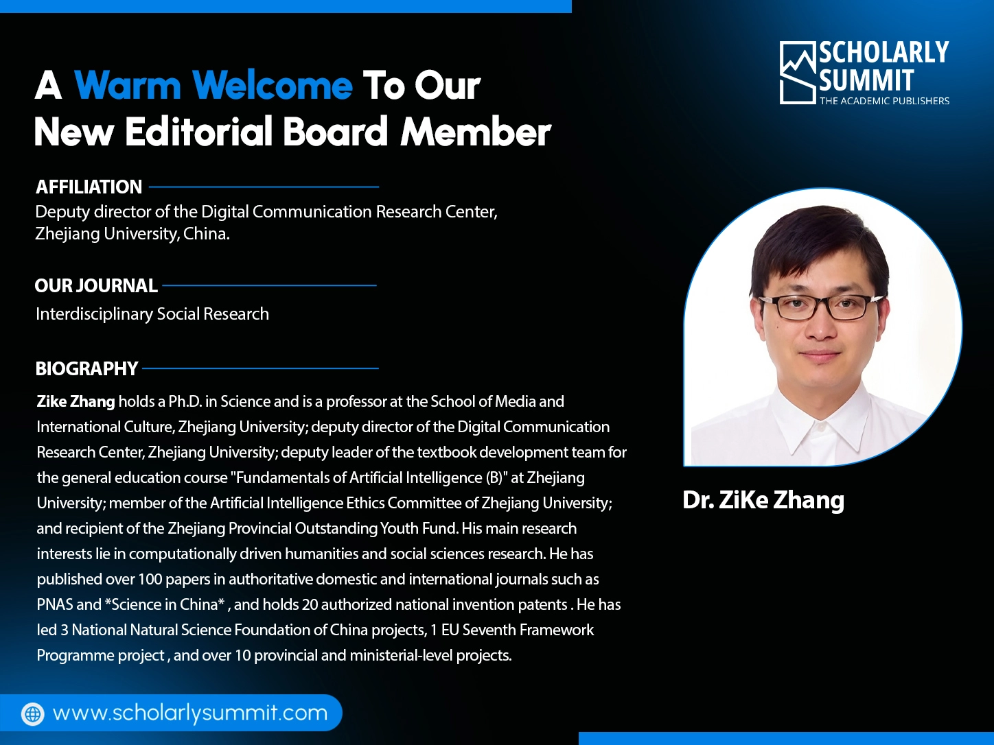 A Warm Welcome To Our New Editorial Board Member